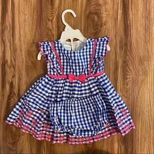 Nannette Baby blue & white plaid dress with pink